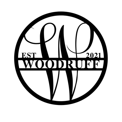 woodruff est 2021/monogram sign/BLACK