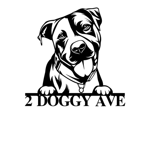 2 doggy ave/pitbull sign/BLACK
