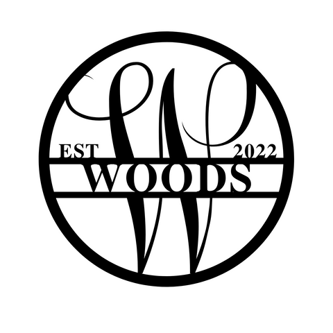 woods est 2022/monogram sign/BLACK