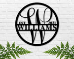 Round Personalized Metal Monogram Sign. Wedding Gift. Family Name Established Sign. Outdoor Name Sign. Last Name Sign. Front Door Sign