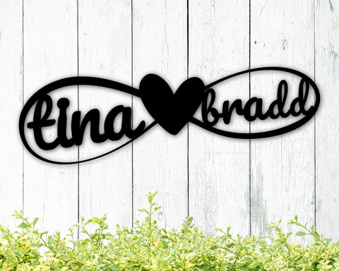 Personalized Metal Infinity Sign, Anniversary Gift, Newly Engaged Gift, Custom Metal Sign, Metal Wall Art Housewarming Gift Metal Home Decor
