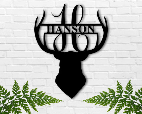 Deer Head Sign, Deer Antler Decor, Deer Hunter Gift, Deer Camp Sign, Christmas Gift For Him, Deer Name Metal Sign, Fathers Day Gift
