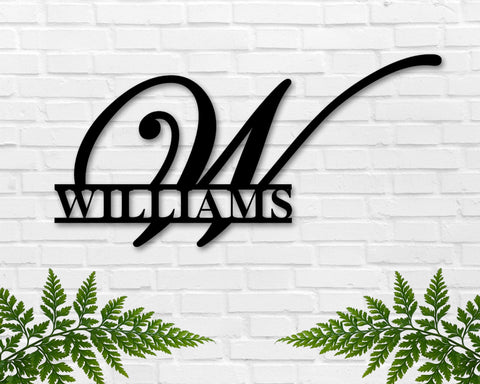 Fancy Monogram Sign, Elegant Last name Sign, Family Sign, Housewarming gift, Metal wall art, Door hanger, Wedding Gift, Personalized Sign