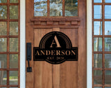 Monogram Sign, Custom Metal Name Sign, Front Porch Sign, Last name initial established sign, Personalized Last Name Sign, Door Hanger Outdoo
