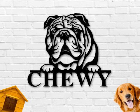 Bulldog Dog Sign, Bulldog Metal sign, Bulldog Name Sign, Pet Name Sign, Dog Lover Sign, Gift for Pet Owner, Dog Sign