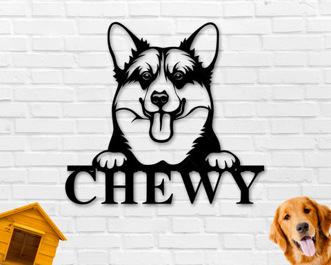 Corgi Dog Sign, Corgi Metal sign, Corgi Name Sign, Pet Name Sign, Dog Lover Sign, Gift for Pet Owner, Dog Sign