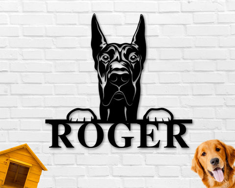 Great Dane Dog Sign, Great Dane Metal sign, Great Dane Name Sign, Pet Name Sign, Dog Lover Sign, Gift for Pet Owner, Dog Sign