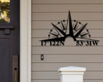 GPS Coordinates Sign | Nautical Compass | metal wall art | latitude longitude | Custom Metal sign | address sign | Housewarming Gift