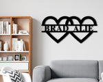 Hearts Metal Sign, Metal Wall Art, Gift for Couples, Valentine's Day Gift, Gift for Her, Personalized Valentine's Day Gift, Anniversary Gift