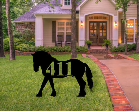 Horse Themed Custom Address Steel Yard Sign, Horse Address sign, Horse House Number Plaque, Custom Metal Sign, Address Plaque, Front Yard