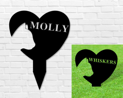 Personalized Memorial Pet Sign For Cat, Customized Garden Sign for Cat, Headstone Pet Loss Custom Pet Monument, Metal Sign, Cat Grave Marker