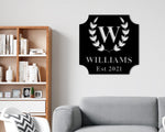 Personalized Family Name Metal Sign, Metal Established Family Sign, Housewarming Gift, Door Hanger, Wedding Gift, Metal Monogram Sign
