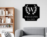 Personalized Family Name Metal Sign, Metal Established Family Sign, Housewarming Gift, Door Hanger, Wedding Gift, Metal Monogram Sign