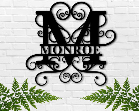 Metal Monogram Sign, Personalized Family name metal sign, Last Name Metal, Family Name, Personalized Metal Wall Decor, Wedding Gift, Door