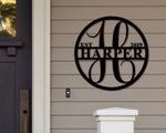 Black Friday, Cyber Monday Sale, Last Name Sign EST Initial Sign, Personalized Family Name Metal, Metal Monogram, Door Hanger, Housewarming