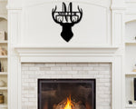Deer Sign, Deer Antler Decor, Deer Hunter Gift, Deer Camp Sign, Christmas Gift, Deer Name Metal Sign, Fathers Day Gift, Last name sign, Him