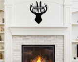 Deer Sign, Deer Antler Decor, Deer Hunter Gift, Deer Camp Sign, Christmas Gift, Deer Name Metal Sign, Fathers Day Gift, Last name sign, Him