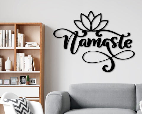 Namaste Metal wall sign, Namaste wall art, meditation wall art, Lotus Flower metal wall art, yoga studio decor, yoga decor, meditation art