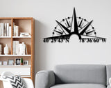 GPS Coordinates Sign | Nautical Compass | metal wall art | latitude longitude | Custom Metal sign | address sign | Housewarming Gift