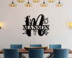 Family Name Metal Sign, Personalized Monogram, Door hanger, Front door Sign, Home Last name Initial Established Sign, Metal Letter Monogram