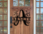 Family Name Metal Sign, Personalized Monogram, Door hanger, Front door Sign, Home Last name Initial Established Sign, Metal Letter Monogram
