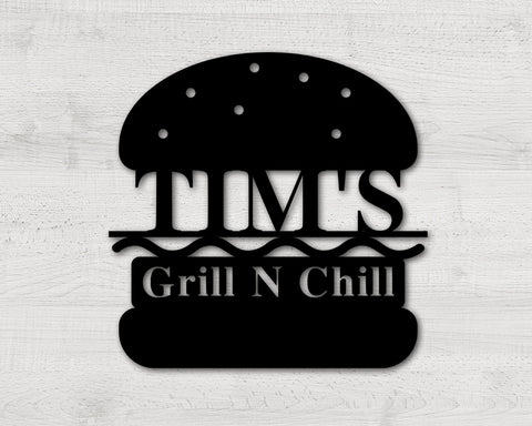 Personalized BBQ Metal Sign -Custom Name Barbecue Patio Sign Grill Outdoor Dad's BBQ Home Decor Housewarming Gift for Father- Man Cave