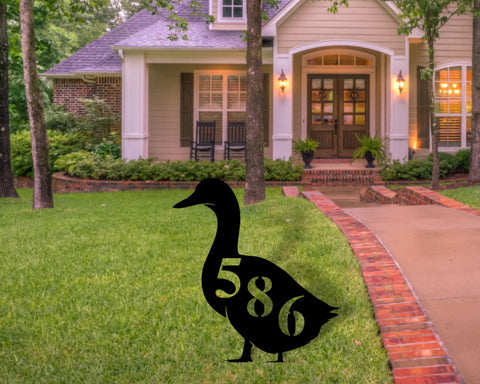 Duck Address sign, Duck House sign, Duck Themed Address Steel Yard Sign, Duck Gift, House Number Plaque, Font Door sign, Yard Address Sign