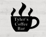 Coffee Bar Metal Sign, Custom Coffee Shop Sign, Personalized Coffee Sign, Coffee Metal Art, Kitchen Wall Decor, Coffee Business Sign