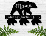 Personalized Mom Gift, Mother's Day Gift from Kids, Mama Bear Metal Sign, Custom Gift for Mom, Mama Bear Metal Wall Decor, Kids Names Sign