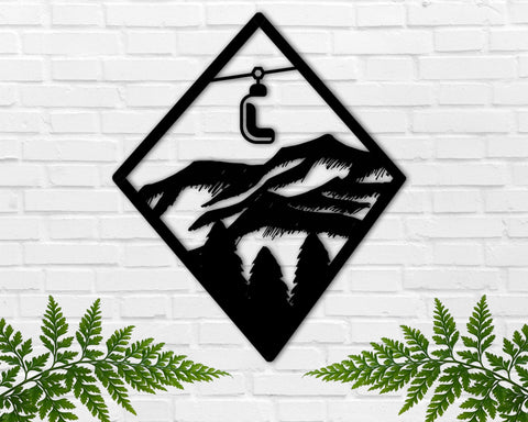 Snowboarding Metal Art, Skiing Metal Sign, Ski Lift Wall Art, Snowboarding Wall Decor, Gift for Snowboarder, Gift for Skiier, Winter Decor