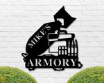 Armory Sign, Gun Room Sign, Gun Shop Sign, Shooting Range Sign, Personalized Gun Name Sign, Nuke Sign, Bomb, 2nd Amendment Sign, Metal Sign