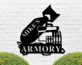 Armory Sign, Gun Room Sign, Gun Shop Sign, Shooting Range Sign, Personalized Gun Name Sign, Nuke Sign, Bomb, 2nd Amendment Sign, Metal Sign