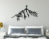 Cross Metal Wall Art, Religious Wall Decor, Cross on Mountain Metal Sign, Gift for Christians, Housewarming Gift, Religious Gifts, Catholic