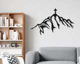 Cross Metal Wall Art, Religious Wall Decor, Cross on Mountain Metal Sign, Gift for Christians, Housewarming Gift, Religious Gifts, Catholic
