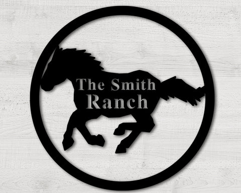 Horse Ranch Metal Sign, Custom Horse Farm Sign, Personalized Horse Barn Sign, Horse Metal Wall Art, Horse Rider Gift, Horse Stable Decor