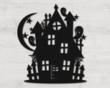 Haunted House Metal Sign, Halloween Wall Decor, Metal Halloween Decoration, Fall Door Hanger, Haunted House Wall Art, Halloween Gift
