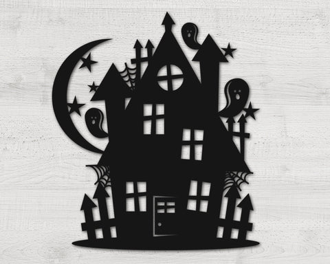 Haunted House Metal Sign, Halloween Wall Decor, Metal Halloween Decoration, Fall Door Hanger, Haunted House Wall Art, Halloween Gift