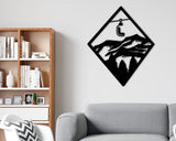 Snowboarding Metal Art, Skiing Metal Sign, Ski Lift Wall Art, Snowboarding Wall Decor, Gift for Snowboarder, Gift for Skiier, Winter Decor