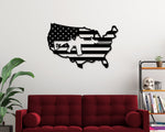 American Flag Gun Sign, AR15 Gun Flag Sign, Metal Sign, 2nd Amendment Decor, USA Flag Cutout, Armory Gun Sign, Military Decor, Gun Decor Dad