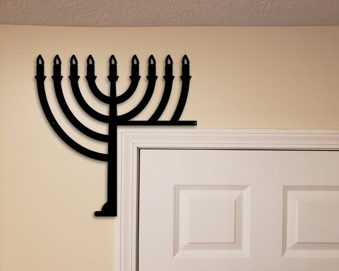 Menorah Sign, Menorah Wall Decor, Jewish Sign, Menorah Decor, Menorah door corner, Hanukkah Decorations, Metal sign
