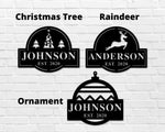 Christmas Name Sign, Metal Sign, Ornament Sign, Reindeer Sign, Christmas Tree Sign, Last name, Family name sign, Holiday Decor, Metal Name