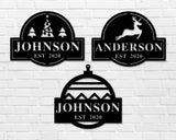 Christmas Name Sign, Metal Sign, Ornament Sign, Reindeer Sign, Christmas Tree Sign, Last name, Family name sign, Holiday Decor, Metal Name