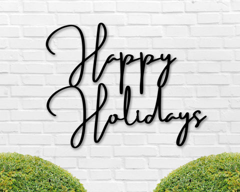 Happy Holidays Christmas Metal Sign, Outdoor Christmas Decor, Farmhouse Christmas Metal Wall Art, Metal Christmas Sign, Holiday Decor,
