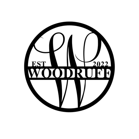 woodruff est 2022/monogram sign/BLACK
