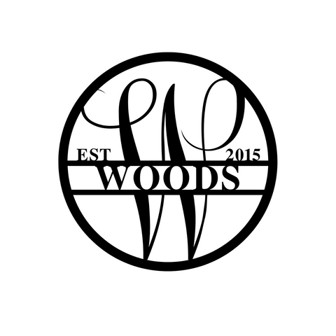 woods est 2015/monogram sign/BLACK