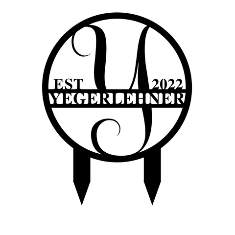 yegerlehner est 2022/monogram yard sign/BLACK