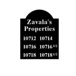 zavala's properties/apartment building sign/COPPER